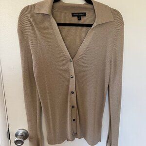 Banana Republic - Women's Ribbed Polo Top in Tan, Size Small